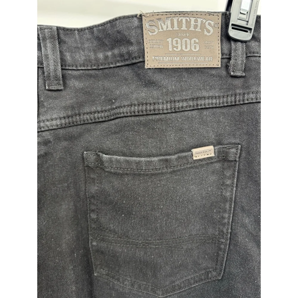 Smith's Premium Workwear Black Fleece Lined Denim Jeans Chore Work Wear Rugged